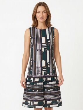 Mademoiselle Geometric Abstract Drop-Waist Dress Size XS